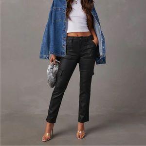 Black Coated Pocket Skinny Jeans